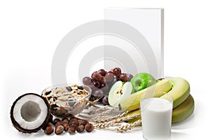 Blank package box with fruit composition