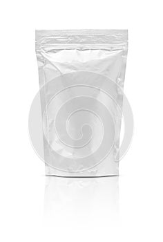 Blank packaging aluminium foil pouch isolated on white