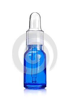 Blank packaging blue transparent cosmetic serum bottle