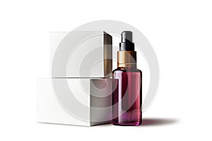 blank packaging clear glass serum bottle for cosmetic products design mock-up isolated on white background with clipping path