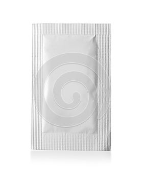 Blank packaging foil sachet isolated
