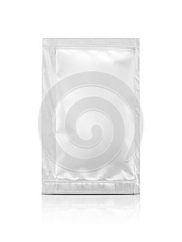 Blank packaging foil sachet isolated on white background