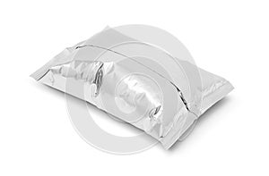 Blank packaging foil snack pouch isolated on white background