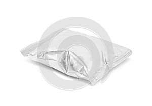 Blank packaging foil snack pouch isolated on white background