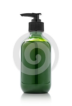 Blank packaging green pump bottle for cosmetic product design mock-up