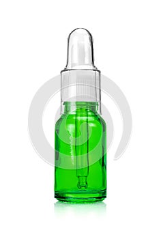 Blank packaging green transparent cosmetic serum bottle