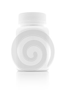 Blank packaging medicine plastic bottle isolated on white