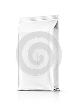 Blank packaging paper wet wipes pouch isolated on white background