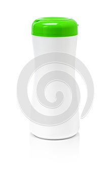 Blank packaging tube shape with green cap on white