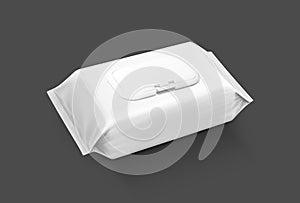 Blank packaging wet wipes pouch on gray background