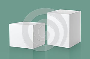 blank packaging white cardboard box isolated on green background ready for packaging design