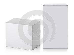 Blank packaging white cardboard box isolated on white background