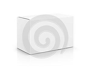 Blank packaging white cardboard box isolated on white background photo