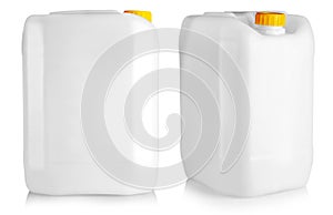 The blank packaging white plastic gallon with yellow cap isolated on white background with clipping path