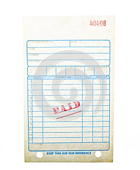Blank paid invoice