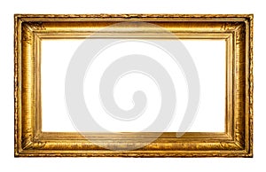 Blank panoramic old golden picture frame cutout