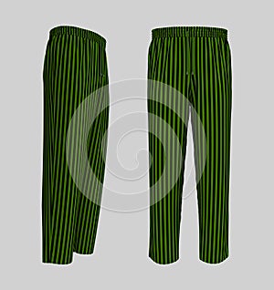 Blank pants mockup, front and side views. Sweatpants. 3d rendering, 3d illustration