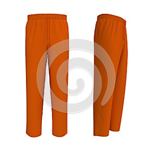 Blank pants mockup in front and side views. Sweatpants.
