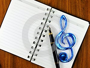 Blank paper background with music note