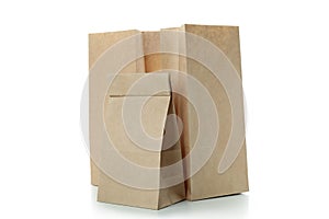 Blank paper bags isolated on white background