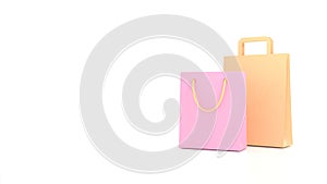 blank paper bags. Isolated on white background. For online fashion shopping