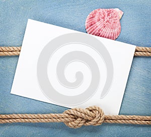 Blank paper card with ship rope