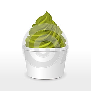 Blank paper cup with matcha ice cream