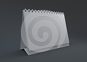 Blank paper desk spiral calendar on a gray background. 3D illustration