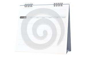 Blank paper desk spiral calendar isolated on white