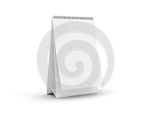 Blank paper desk spiral calendar with soft shadows