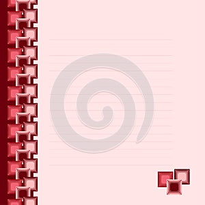 Blank paper with festive colorful frame and blank lines for writing letters, surface for writing document