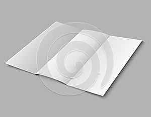 Blank paper folded leaflet. 3d white blank broadsheet vector template