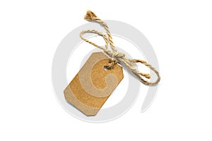 Blank paper gift tag with twine attached