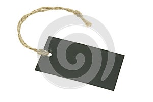 Blank paper label with raffia string photo