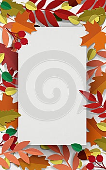 Blank paper with leaves frame