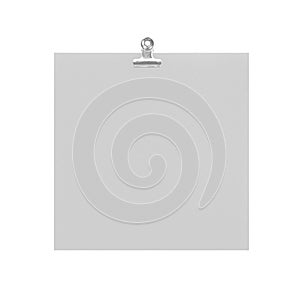 Blank paper note and metal clip isolated