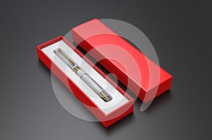 Blank Paper Packaging Pen Box with Foam Insert tray. 3d render illustration.