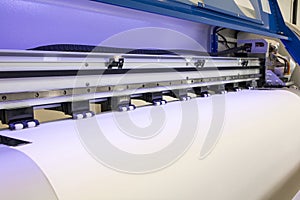 Blank paper roll in large printer format inkjet machine for industrial business