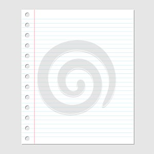 Blank paper sheet with lines and holes-Vector illustration