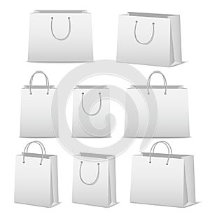 Blank paper shopping bags set isolated on white