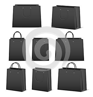 Blank paper shopping bags set isolated on white