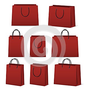 Blank paper shopping bags set isolated on white