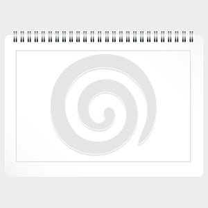 Blank paper spiral calendar. Realistic shadows.Vector illustration