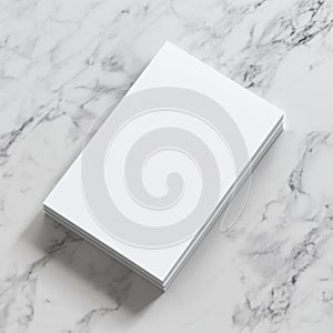 Blank Paper Stack Mockup on Marble Background
