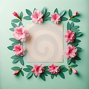 A Blank Paper Surrounded by Vibrant Flowers. Flowers Background, Mockup