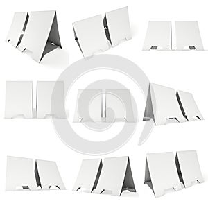 Blank paper tent cards. 3d render.