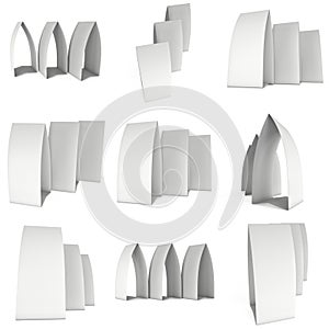 Blank paper tent cards. 3d render.