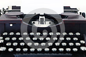 Blank paper in typewriter machine photo