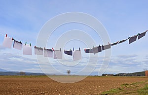 Blank papers on a clothesline