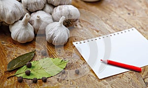 Blank with pensil with garlic